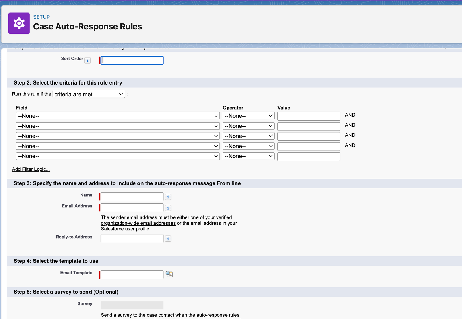 Rule Entries details